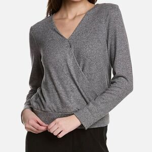 Michael Stars‎ Claudine Convertible Surplice Top Sparkle Madison Gunmetal Large